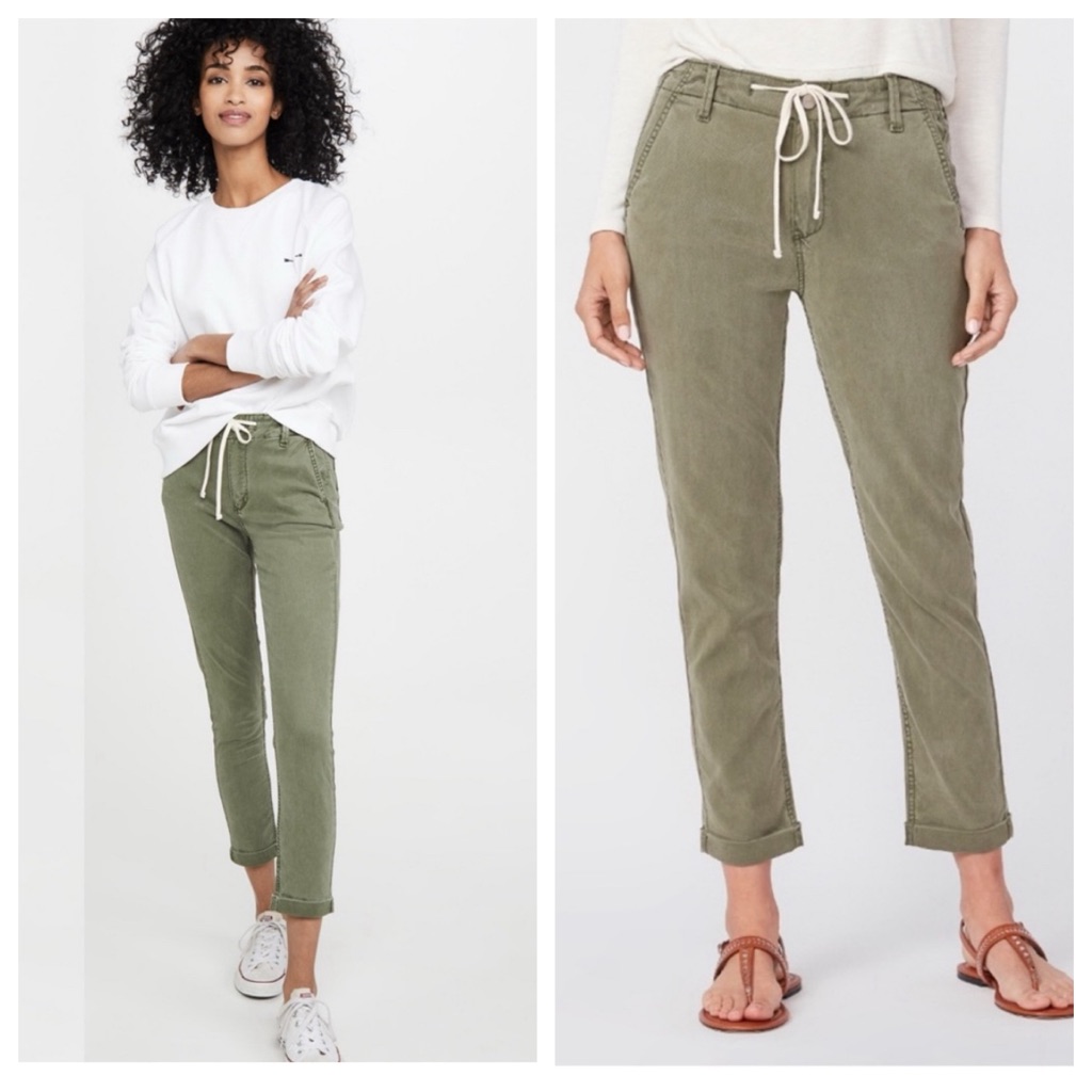 Paige Christy Drawstring Vintage Coastal Green Chino Joggers